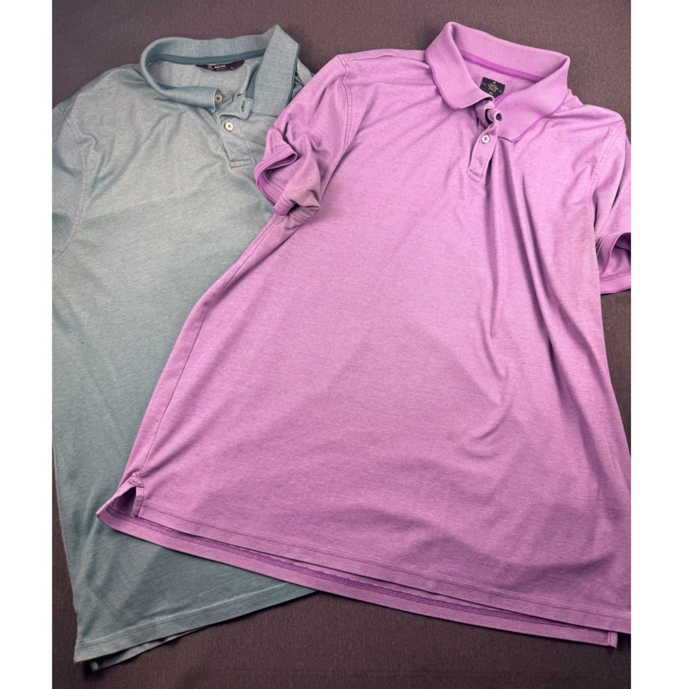 Men's Polo Shirts Lot of 2 Green Purple Short Sleeve Golf Casual‎ Wear